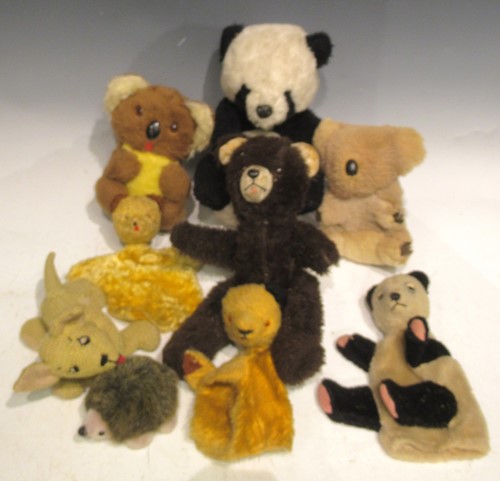 Lot 325 - 1970s Sooty and Panda glove puppets, together...