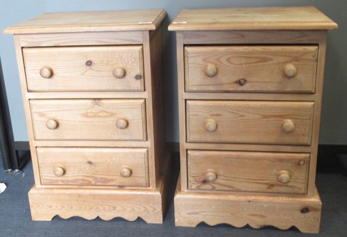Lot 804 - Pair modern pine bedside tables each with...