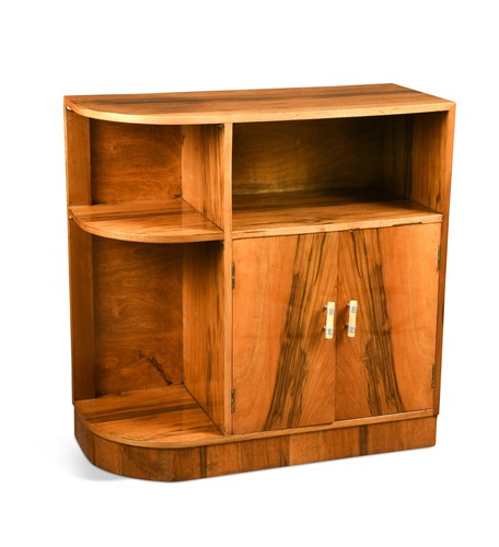 Lot 653 - An Art Deco walnut bookcase cabinet