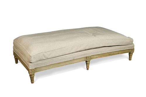 Lot 583 - A Louis XVI style grey painted stool, modern