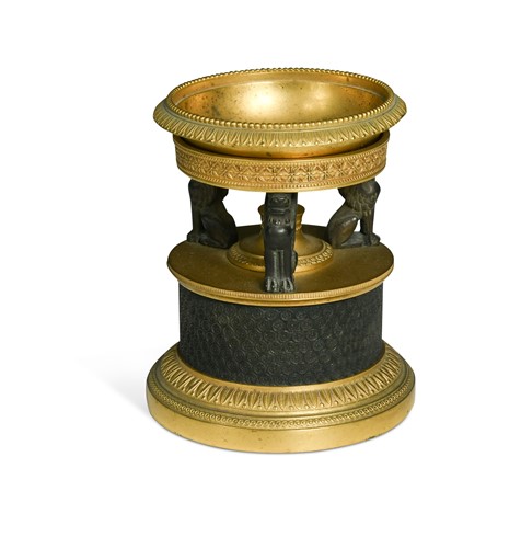 Lot 405 - A French Empire bronze and gilt bronze pastille burner, 19th century