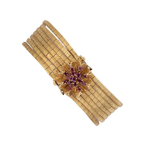 Lot 134 - A ruby set bracelet