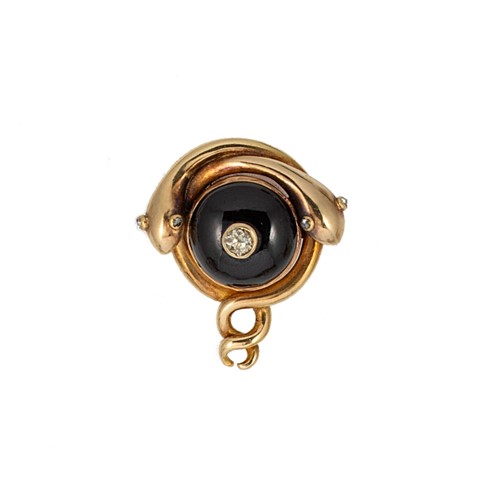 Lot 60 - A Victorian garnet and diamond serpent brooch