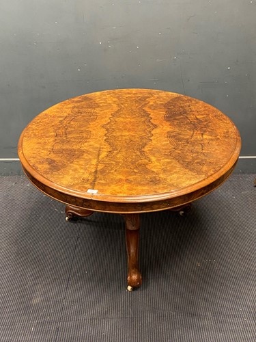 Lot 460 - A Victorian burr walnut oval breakfast table...