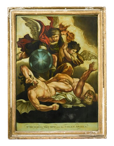 Lot 289 - A collection of eight reverse painted prints on glass, early 19th century