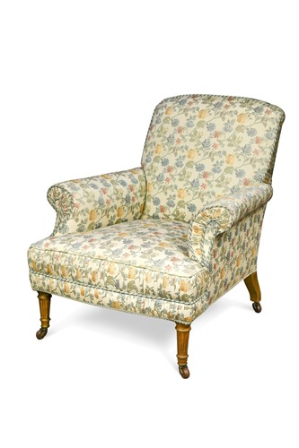 Lot 495 - A deep floral upholstered giltwood armchair, early 20th century