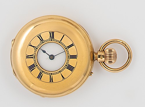 Lot 179 - Edward Culver, London - A late 19th century 18ct gold half hunter pocket watch
