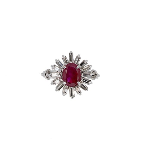 Lot 166 - A Burmese ruby and diamond cluster ring