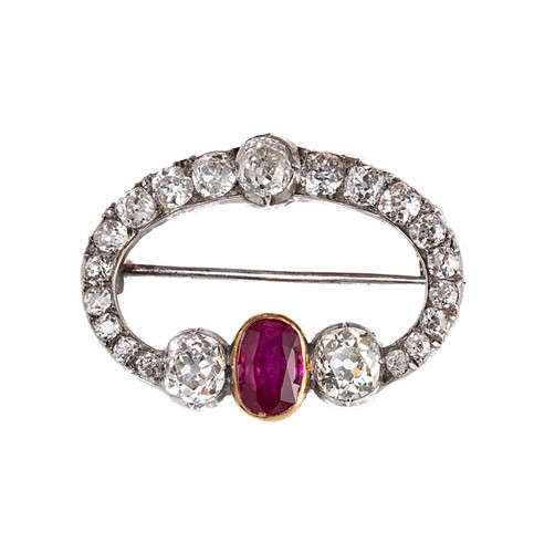 Lot 165 - A Burmese ruby and diamond brooch