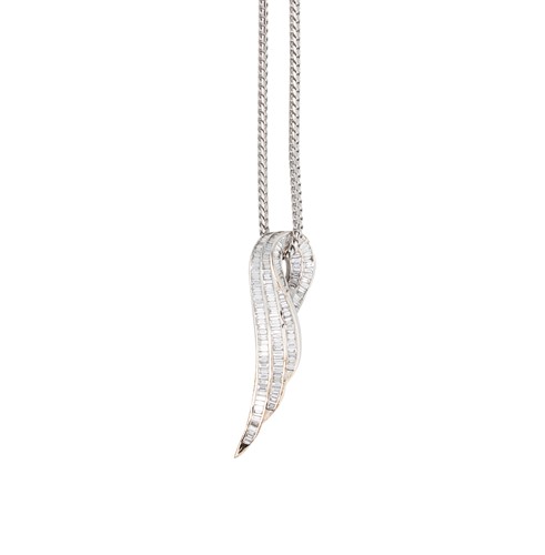 Lot 98 - A diamond set angel wing pendant and chain