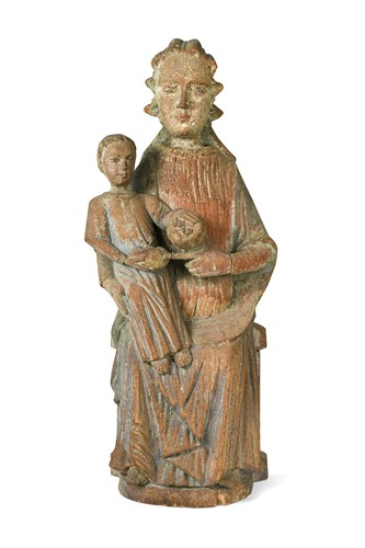 Lot 48 - A Continental painted and carved wood Madonna...