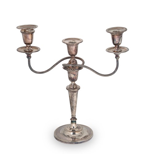 Lot 350 - An Elizabeth II silver metamorphic three light candelabra