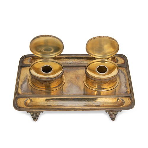 Lot 311 - A Victorian silver gilt desk inkstand