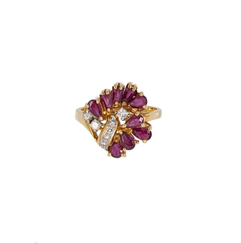 Lot 66 - A modern ruby and diamond dress ring