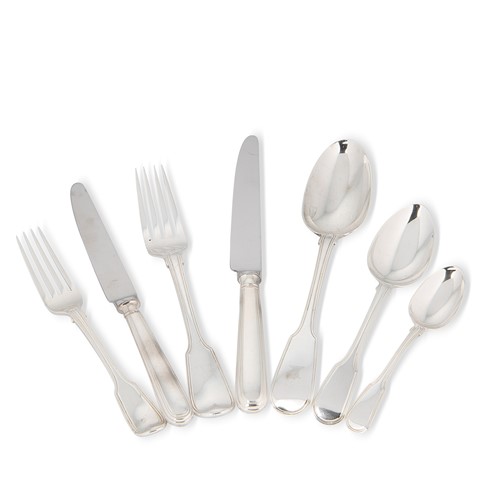 Lot 304 - A 36-piece set of George IV silver flatware with 60 additions