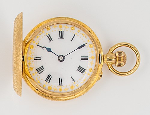 Lot 177 - Unsigned - An early 20th century 18ct gold hunter pocket watch