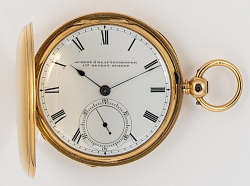 Lot 185 - Aubert & Klaftenberger, London - An 18ct gold hunter pocket watch, probably a gift from a Prince