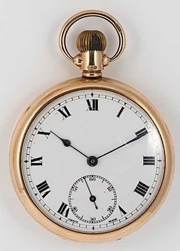Lot 191 - Unsigned - A 9ct gold open faced pocket watch