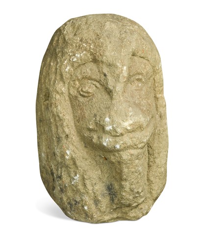 Lot 269 - A carved stone head of a monkey