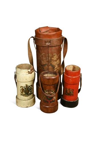 Lot 278 - A group of four leather shell carriers, 19th century