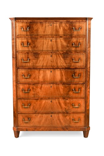 Lot 461 - A Continental mahogany and brass line inlaid chest of drawers, early 19th century