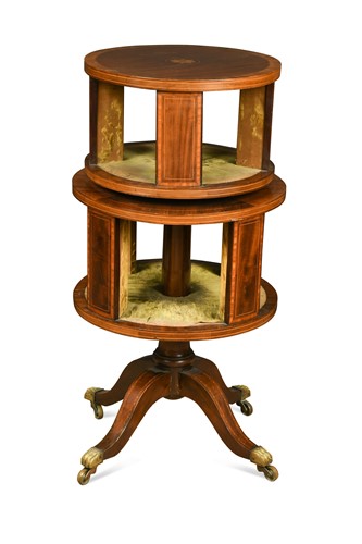 Lot 455 - A Regency style inlaid mahogany revolving book stand
