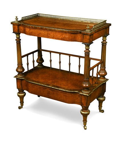 Lot 577 - A Continental birdseye maple and walnut crossbanded two tier etagere, 19th century
