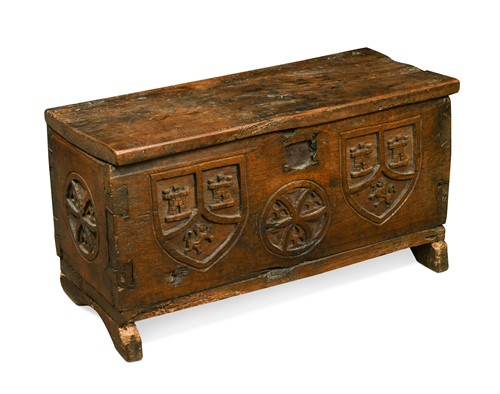 Lot 263 - A small Tudor revival oak coffer, 19th century