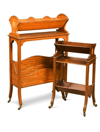 Lot 376 - An Edwardian satinwood line inlaid book stand