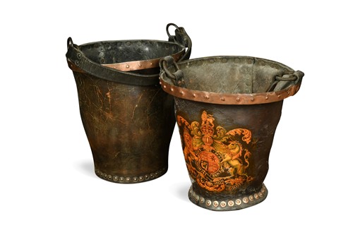 Lot 265 - Two leather fire buckets, early 19th century