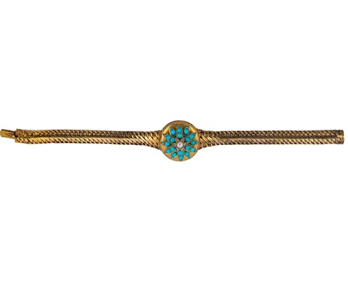 Lot 56 - A Victorian pearl, diamond and turquoise bracelet