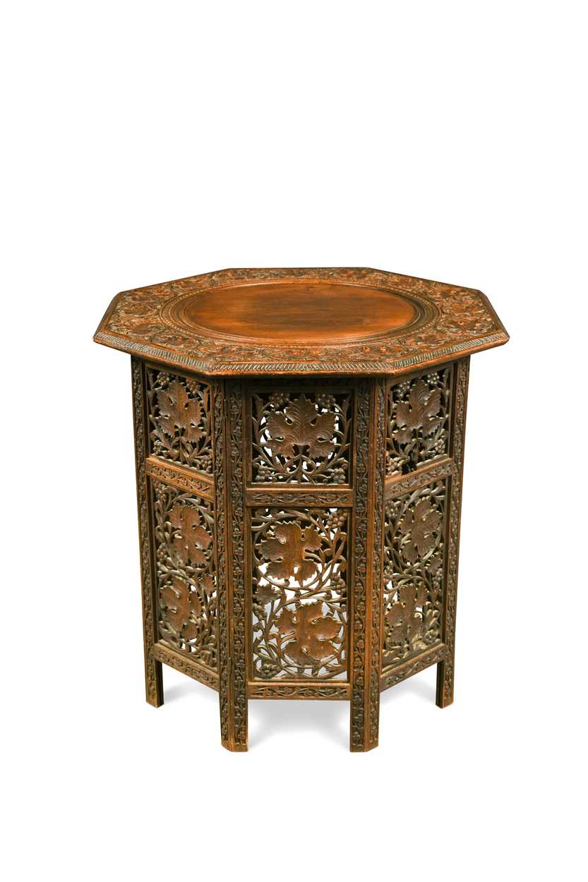 Lot 503 - A Hoshiapur teak folding table, early 20th century