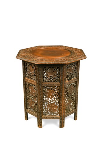 Lot 503 - A Hoshiapur teak folding table, early 20th century