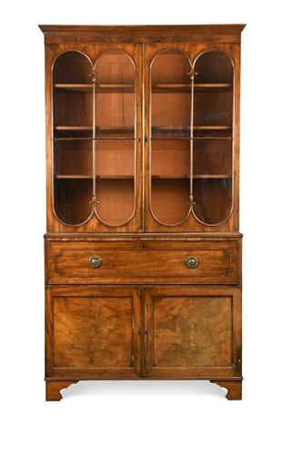Lot 404 - A William IV mahogany secretaire bureau bookcase