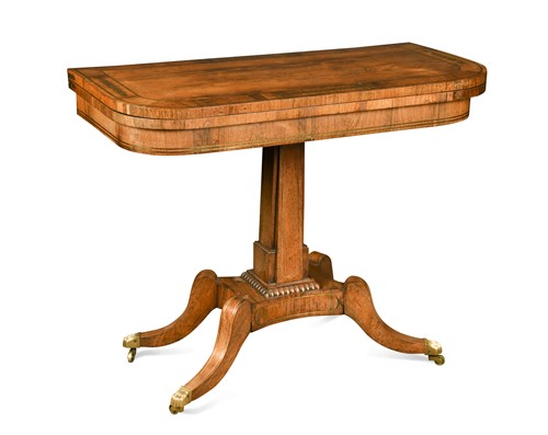Lot 457 - A Regency rosewood card table with brass inlay
