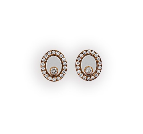 Lot 159 - Chopard - A pair of 'Happy diamond' ear studs
