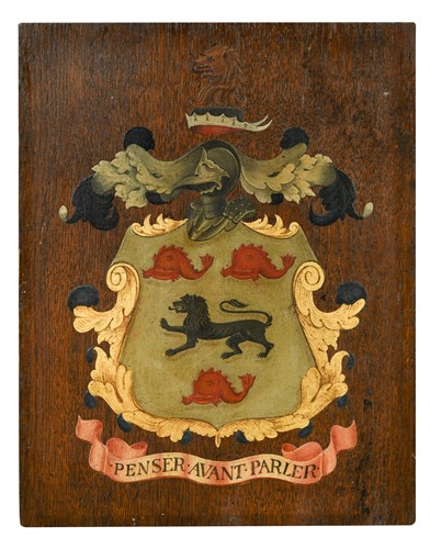 Lot 294 - A painted coat of arms, early 20th century