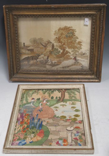 Lot 260 - A mid 19th century silk work picture of...