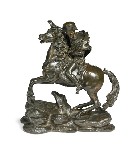 Lot 534 - A bronze model of Napoleon astride his rearing mount, 19th century