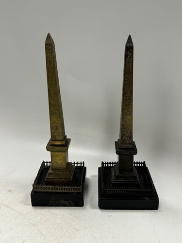 Lot 572 - Two Grand Tour bronze obelisks, mid-19th century