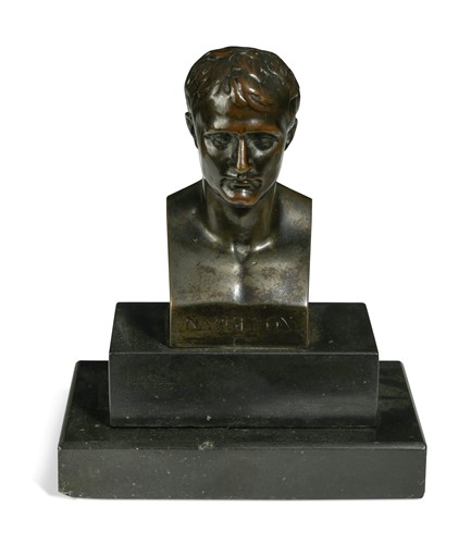 Lot 526 - After Antonio Canova (1757-1822), a small bronze bust of Napoleon as Emperor, 19th century
