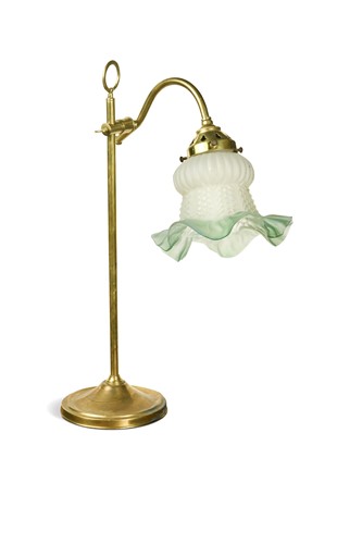Lot 505 - A brass swan-neck reading lamp, early 20th century