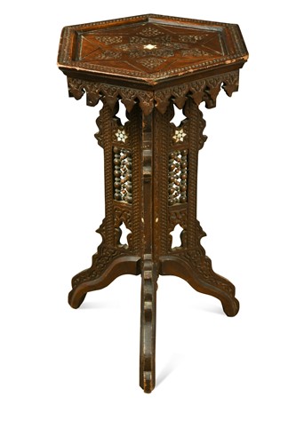Lot 498 - A Moorish hardwood occasional table, late 19th century