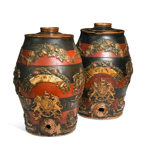 Lot 268 - A pair of salt-glazed spirit barrels, 19th century