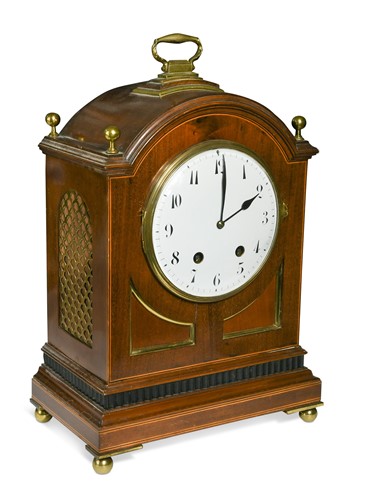 Lot 481 - A George III style mahogany and brass mounted chiming table clock, 20th century