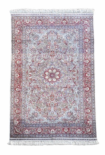 Lot 448 - A silk rug, possibly Isfahan, late 20th century