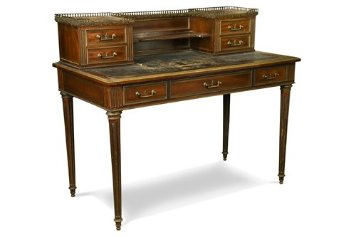 Lot 465 - A Directoire style mahogany and brass bound writing desk, circa 1900