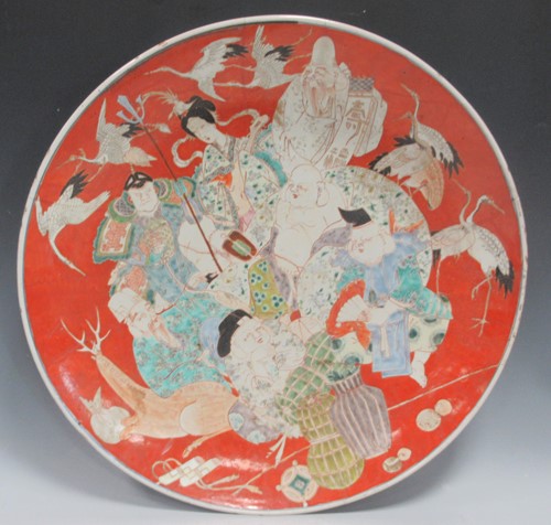 Lot 253 - A Japanese porcelain large circular dish, late...