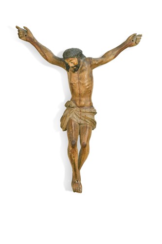 Lot 276 - A Continental painted and carved figure of the crucified Christ, 19th century