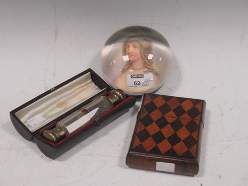 Lot 62 - A 19th century parquetry case; an Edwardian...